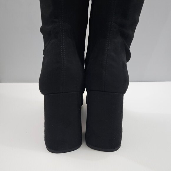 NEW Sam Edelman Cosette Over The Knee Boot Womens 10.5 Black Faux Suede Heeled - Picture 9 of 14